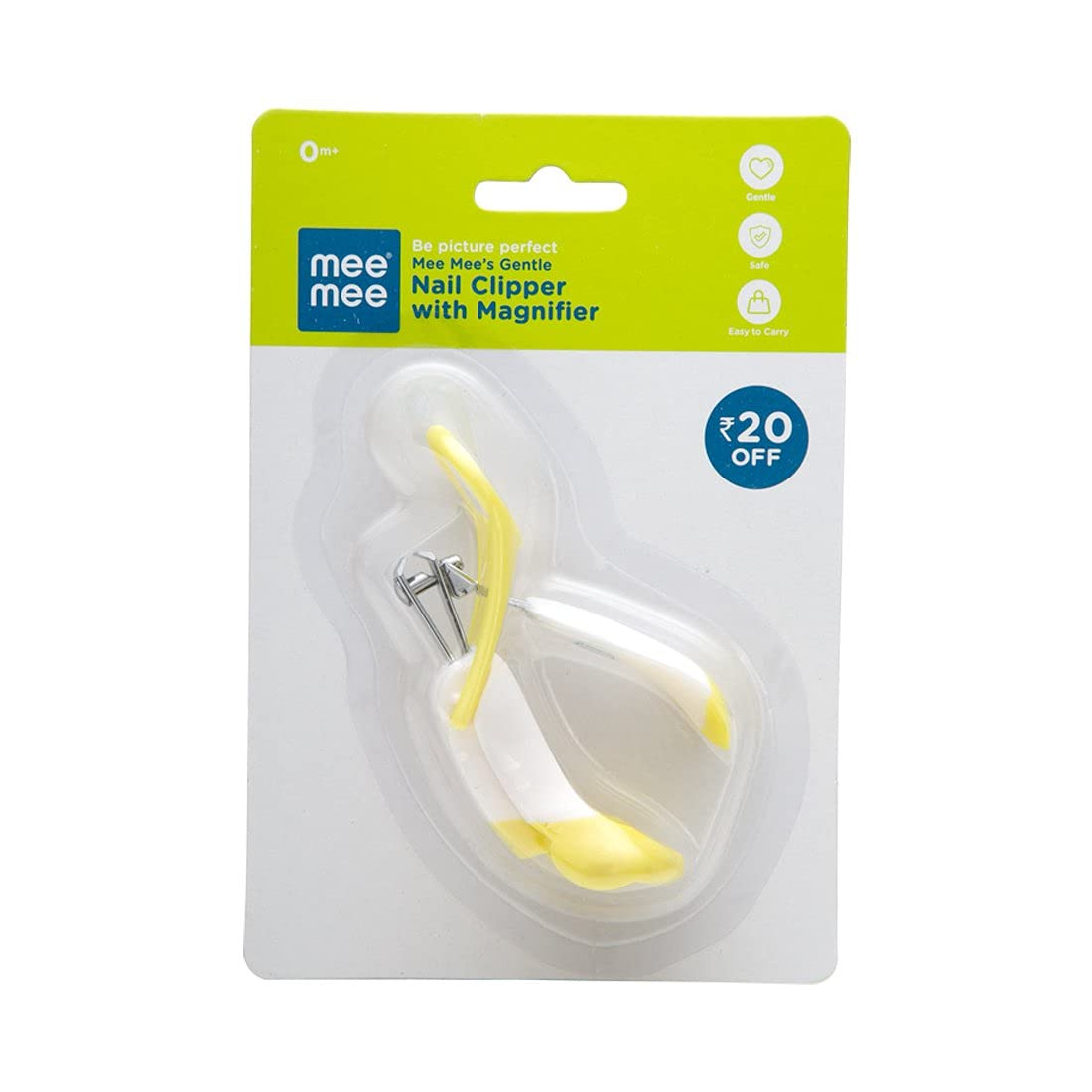Mee Mee Gentle Nail Clipper with Magnifier (White/Yellow)